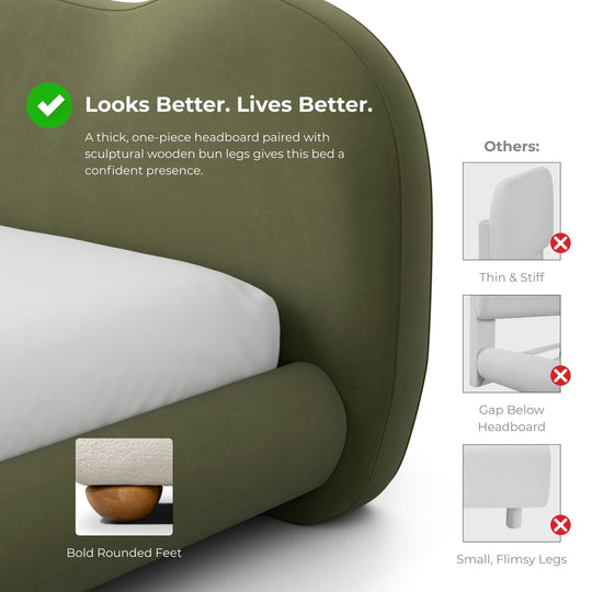 Nilo Modern Fabric Upholstered Platform Bed with Curved Headboard