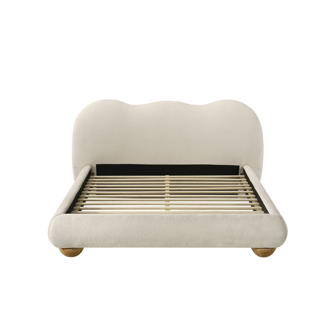 Nilo Modern Fabric Upholstered Platform Bed with Curved Headboard