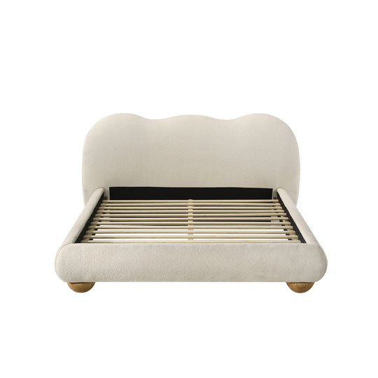 Nilo Modern Fabric Upholstered Platform Bed with Curved Headboard