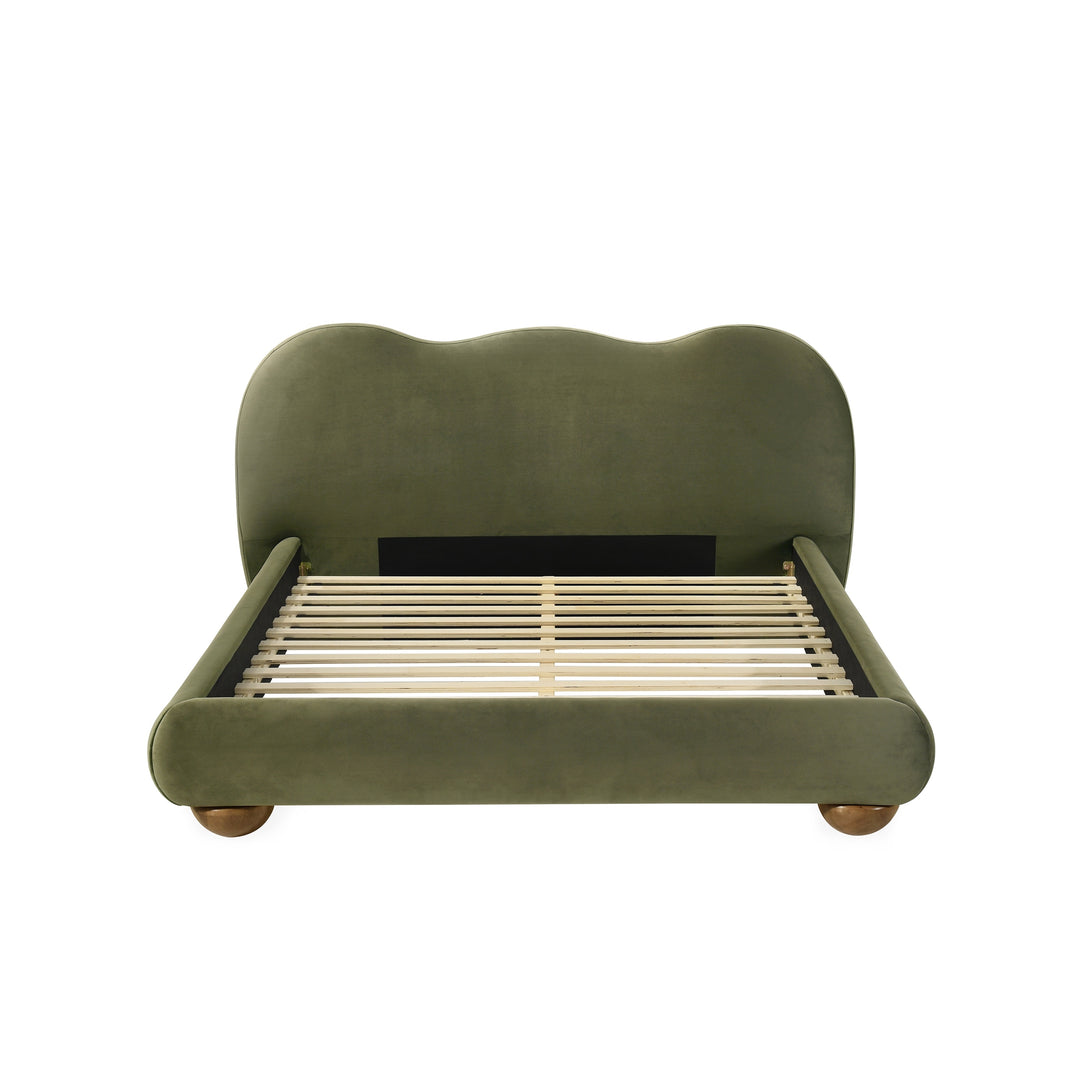 Nilo Modern Fabric Upholstered Platform Bed with Curved Headboard