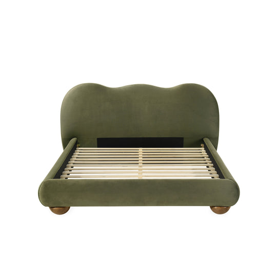 Nilo Modern Fabric Upholstered Platform Bed with Curved Headboard