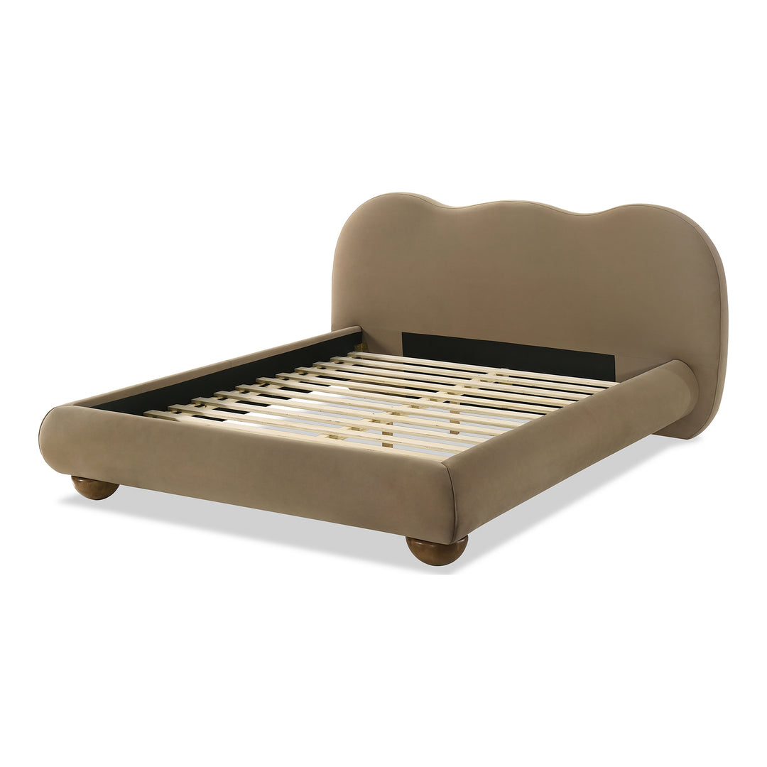 Nilo Modern Fabric Upholstered Platform Bed with Curved Headboard