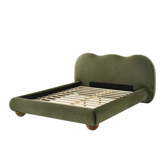 Nilo Modern Fabric Upholstered Platform Bed with Curved Headboard
