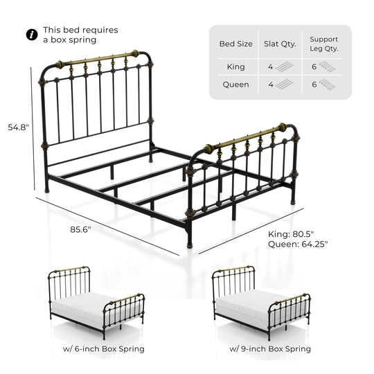 Pall Industial Black Metal Panel Bed