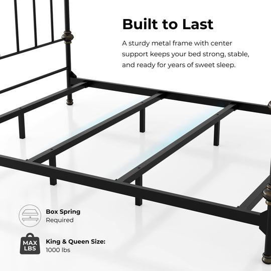 Pall Industial Black Metal Panel Bed