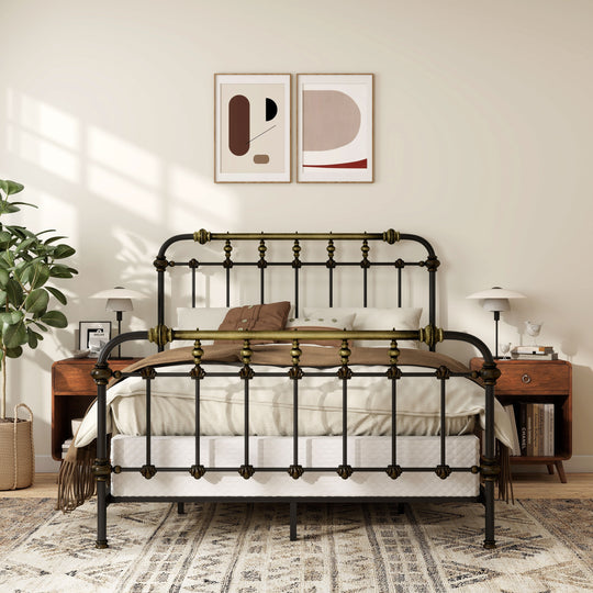Pall Industial Black Metal Panel Bed
