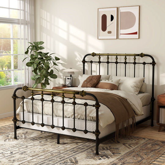 Pall Industial Black Metal Panel Bed