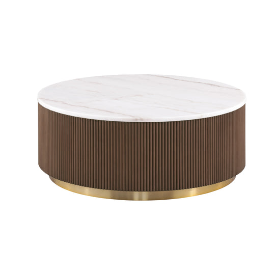 Torin Modern Genuine Marble Top round Coffee Table