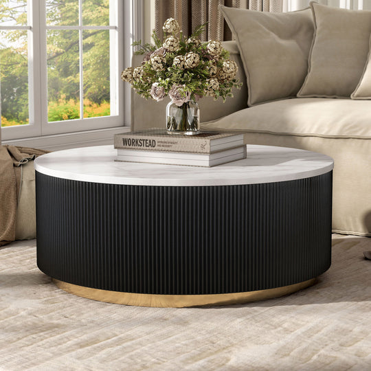 Torin Modern Genuine Marble Top round Coffee Table