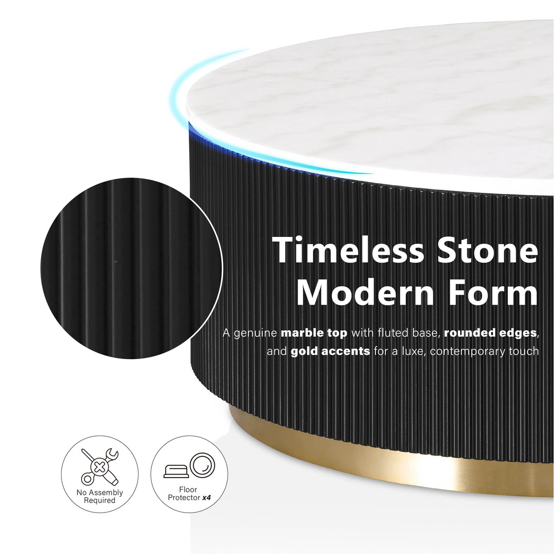 Torin Modern Genuine Marble Top round Coffee Table