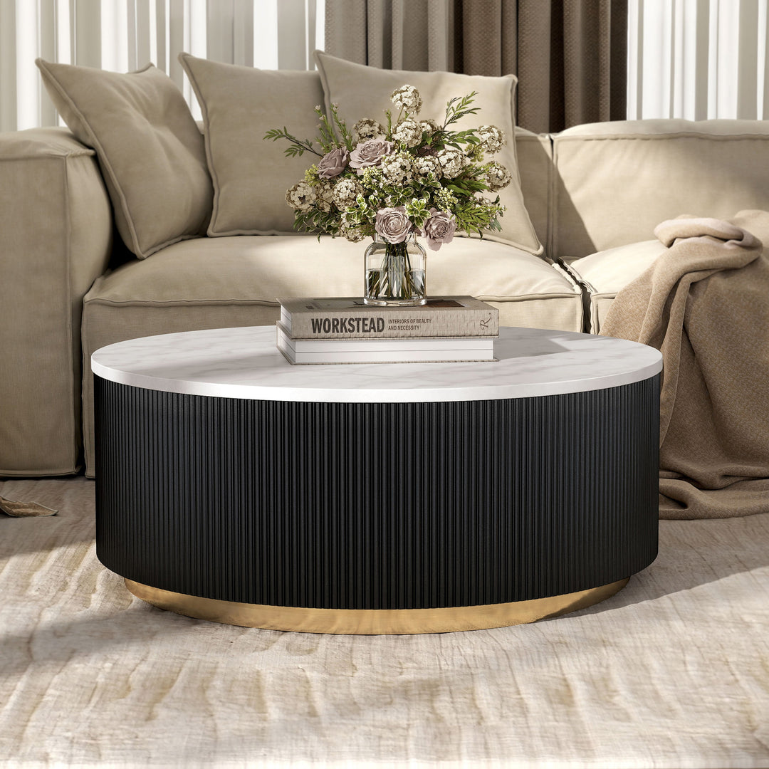 Torin Modern Genuine Marble Top round Coffee Table