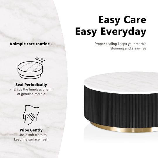 Torin Modern Genuine Marble Top round Coffee Table