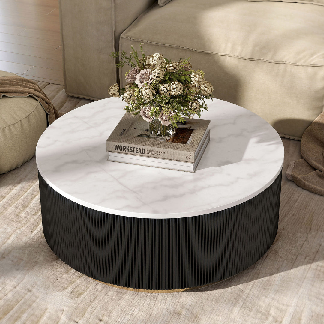 Torin Modern Genuine Marble Top round Coffee Table
