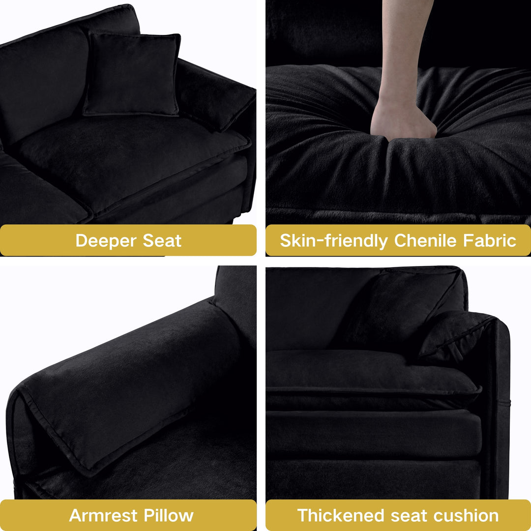 - 6-Piece Modular U-Shaped 143.31" Sectional Sofa with 2 Movable Ottomans