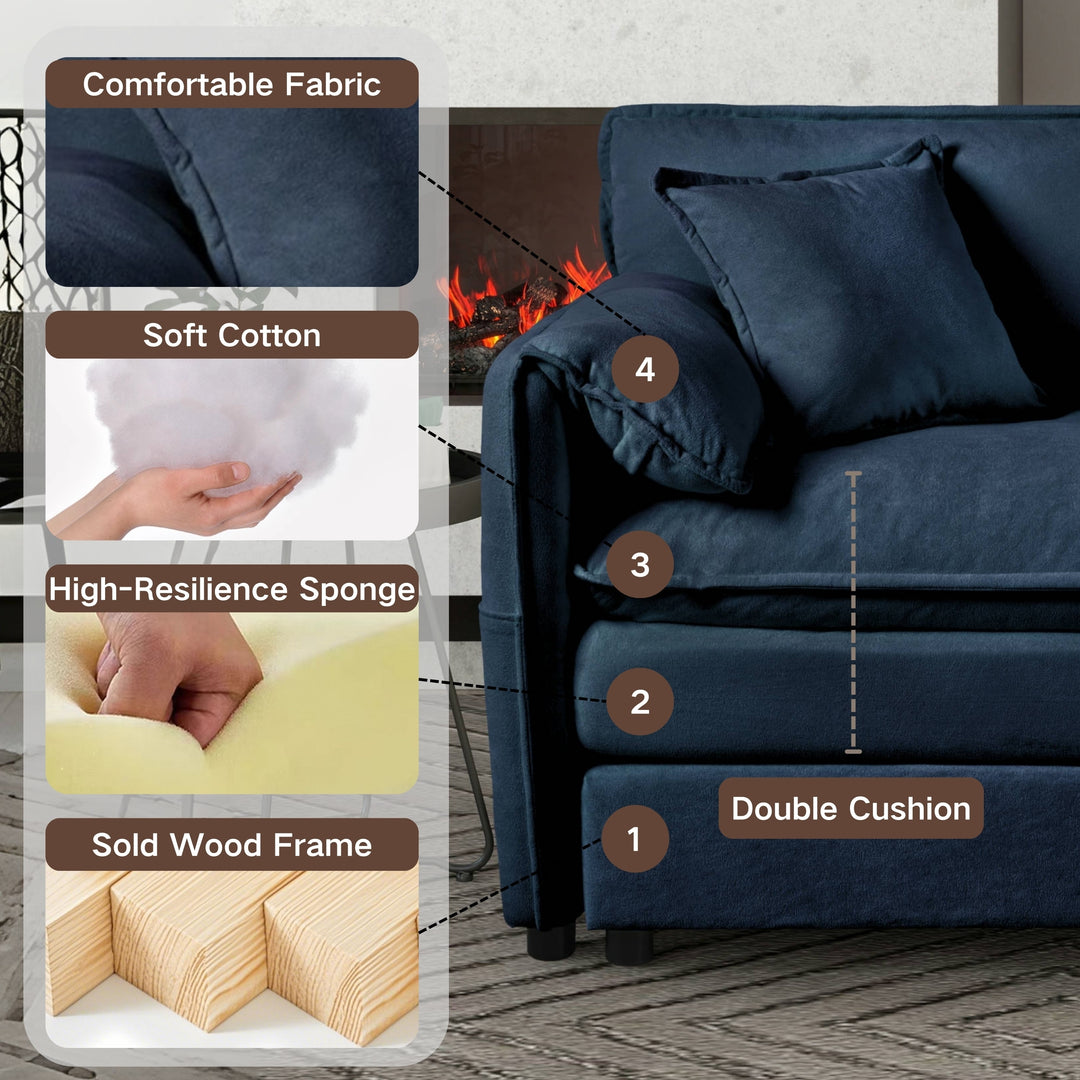 - 6-Piece Modular U-Shaped 143.31" Sectional Sofa with 2 Movable Ottomans
