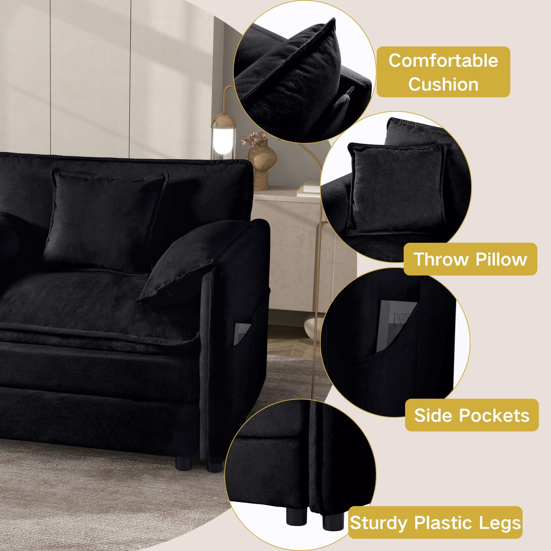 - 6-Piece Modular U-Shaped 143.31" Sectional Sofa with 2 Movable Ottomans