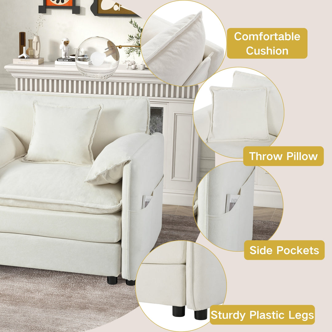 - 6-Piece Modular U-Shaped 143.31" Sectional Sofa with 2 Movable Ottomans