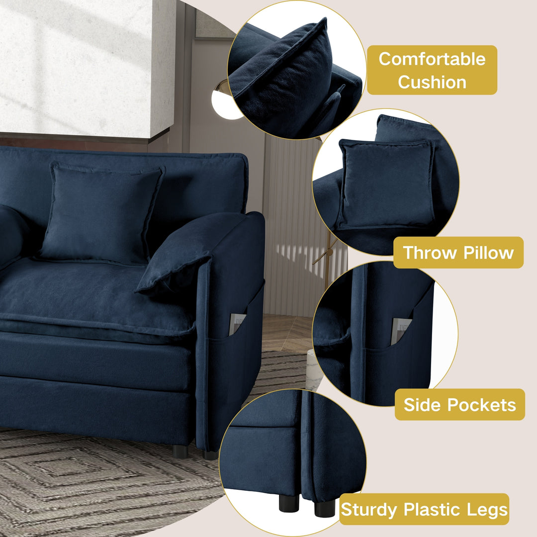 - 6-Piece Modular U-Shaped 143.31" Sectional Sofa with 2 Movable Ottomans