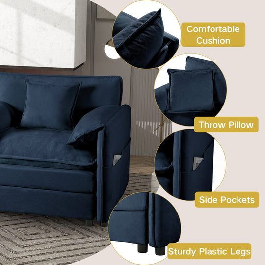 - 6-Piece Modular U-Shaped 143.31" Sectional Sofa with 2 Movable Ottomans