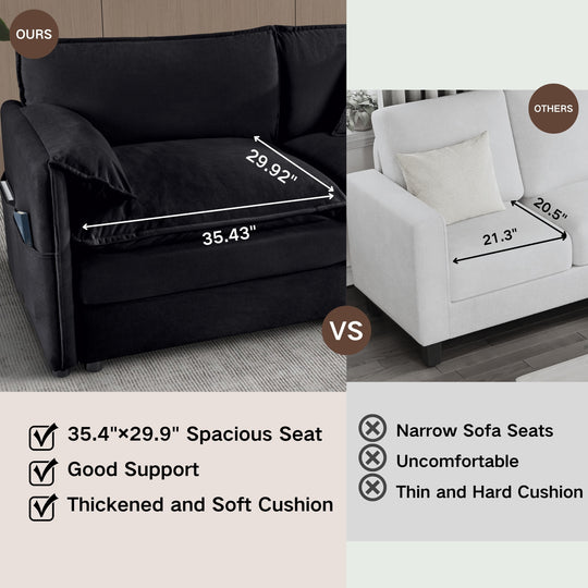 - 6-Piece Modular U-Shaped 143.31" Sectional Sofa with 2 Movable Ottomans