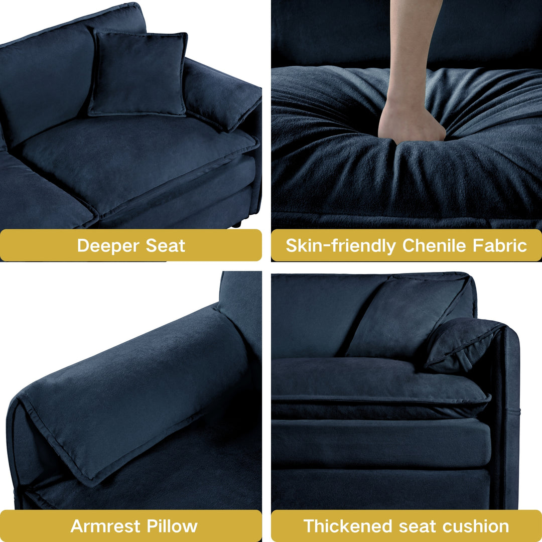 - 6-Piece Modular U-Shaped 143.31" Sectional Sofa with 2 Movable Ottomans