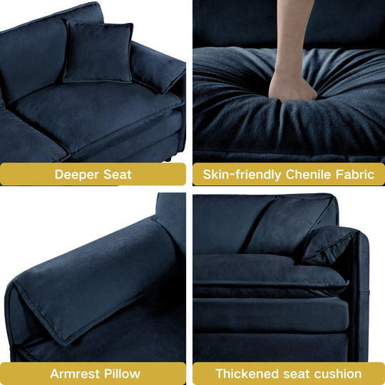 - 6-Piece Modular U-Shaped 143.31" Sectional Sofa with 2 Movable Ottomans