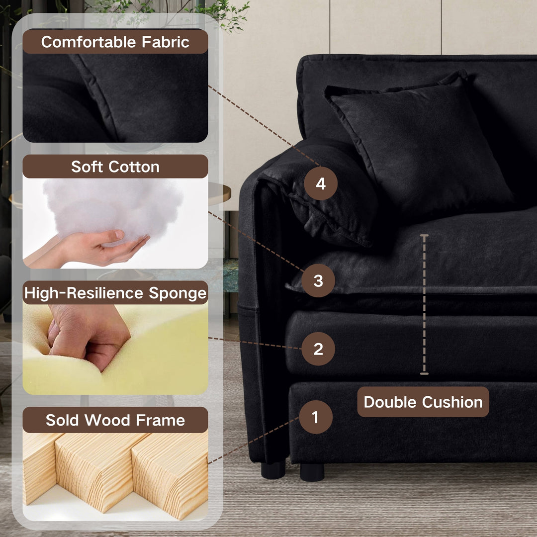 - 6-Piece Modular U-Shaped 143.31" Sectional Sofa with 2 Movable Ottomans