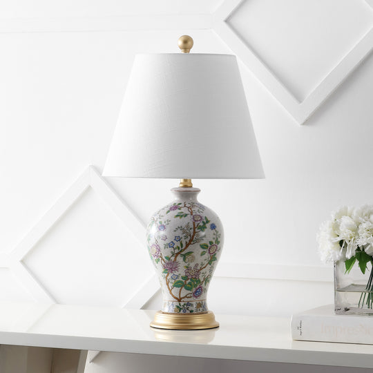 Grace 24" Floral LED Table Lamp, Multi/Brass