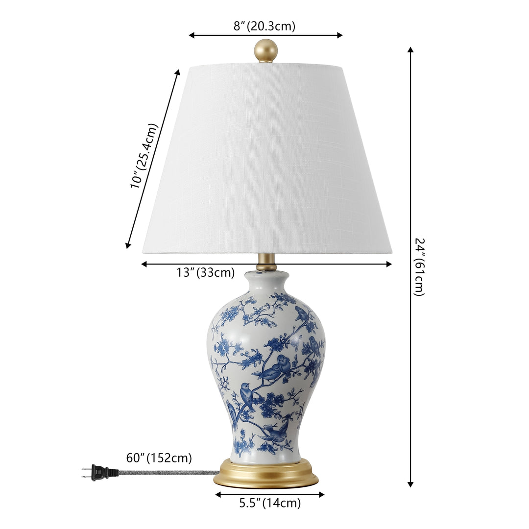 Grace 24" Floral LED Table Lamp, Multi/Brass