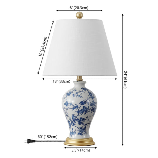 Grace 24" Floral LED Table Lamp, Multi/Brass