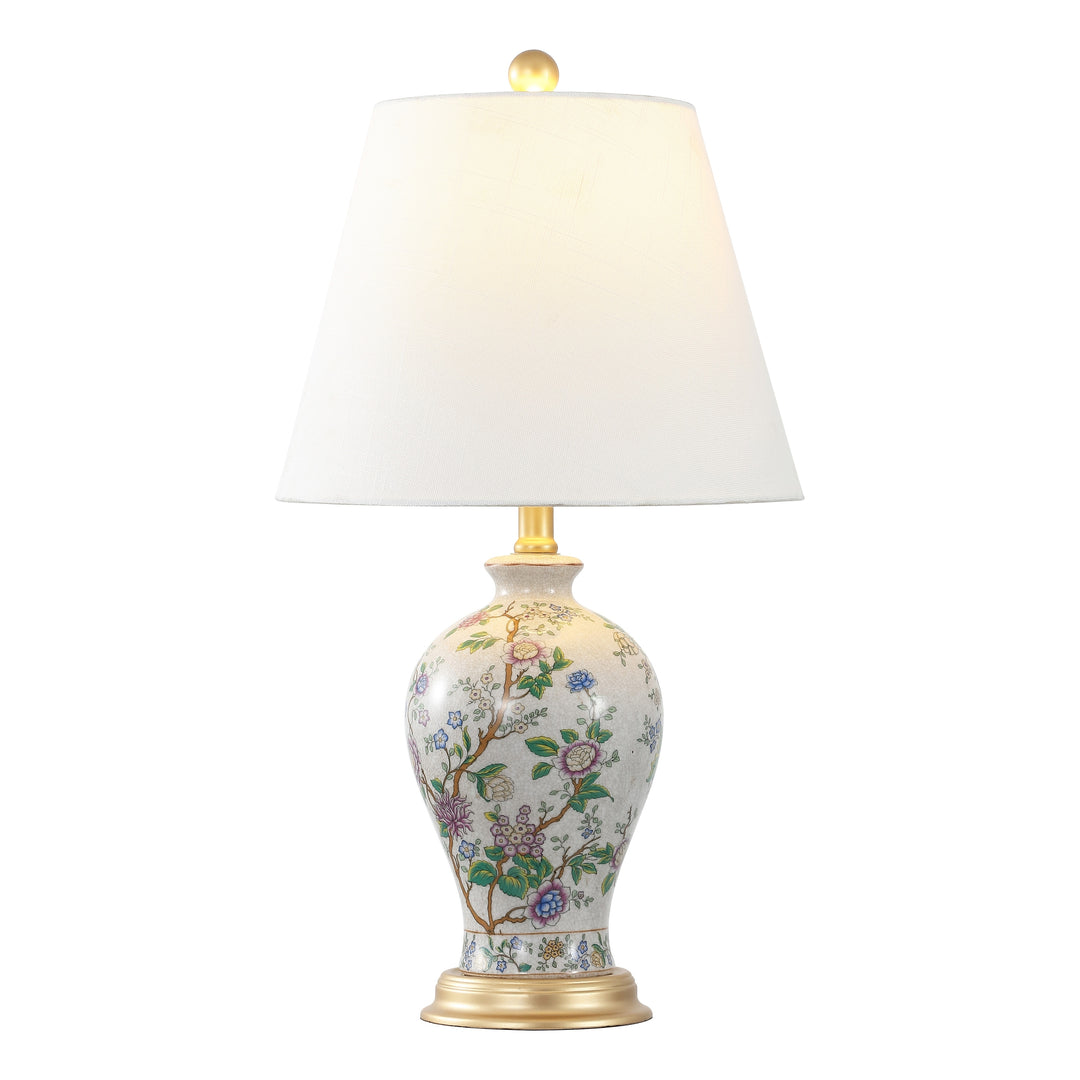Grace 24" Floral LED Table Lamp, Multi/Brass