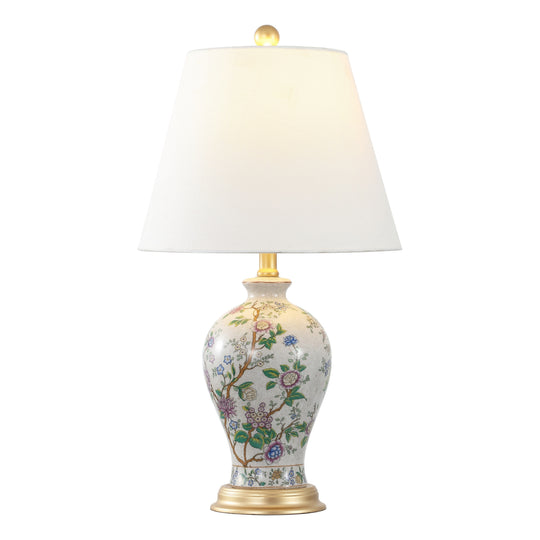 Grace 24" Floral LED Table Lamp, Multi/Brass