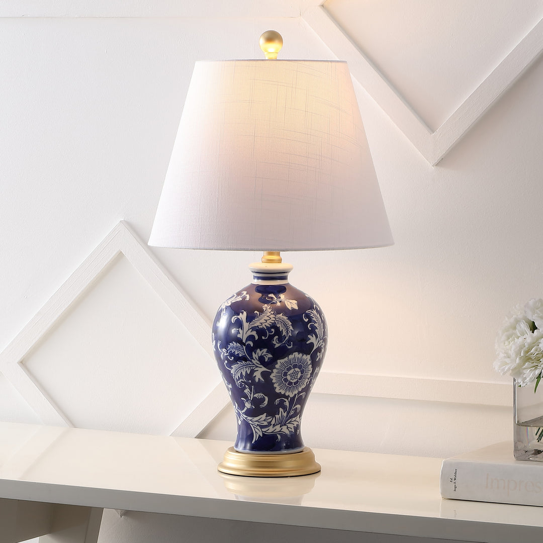 Grace 24" Floral LED Table Lamp, Multi/Brass