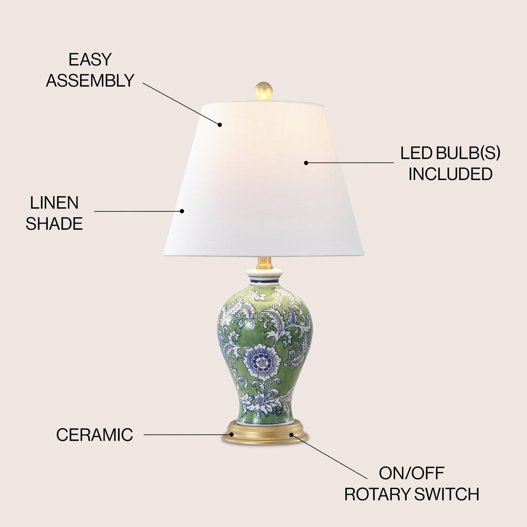 Grace 24" Floral LED Table Lamp, Multi/Brass