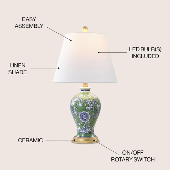Grace 24" Floral LED Table Lamp, Multi/Brass
