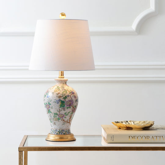 Grace 24" Floral LED Table Lamp, Multi/Brass