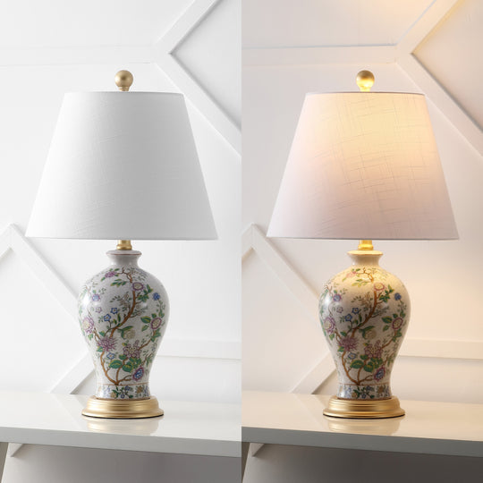 Grace 24" Floral LED Table Lamp, Multi/Brass