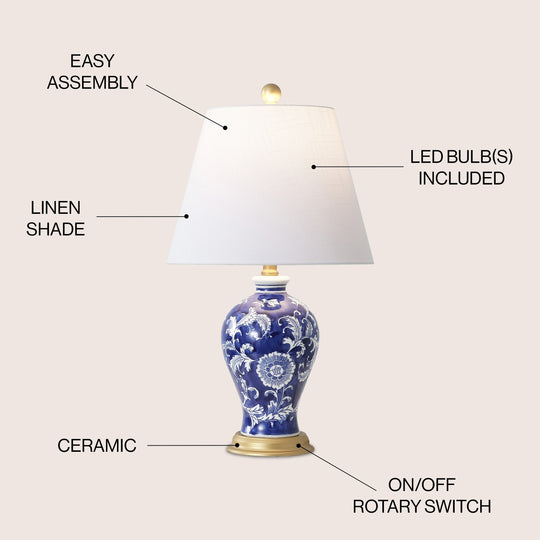 Grace 24" Floral LED Table Lamp, Multi/Brass