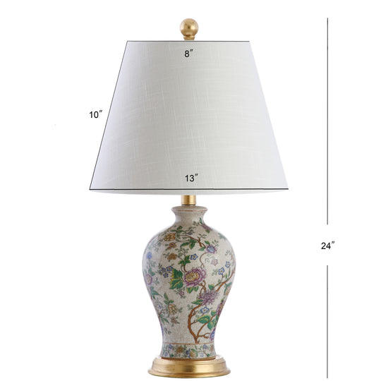 Grace 24" Floral LED Table Lamp, Multi/Brass