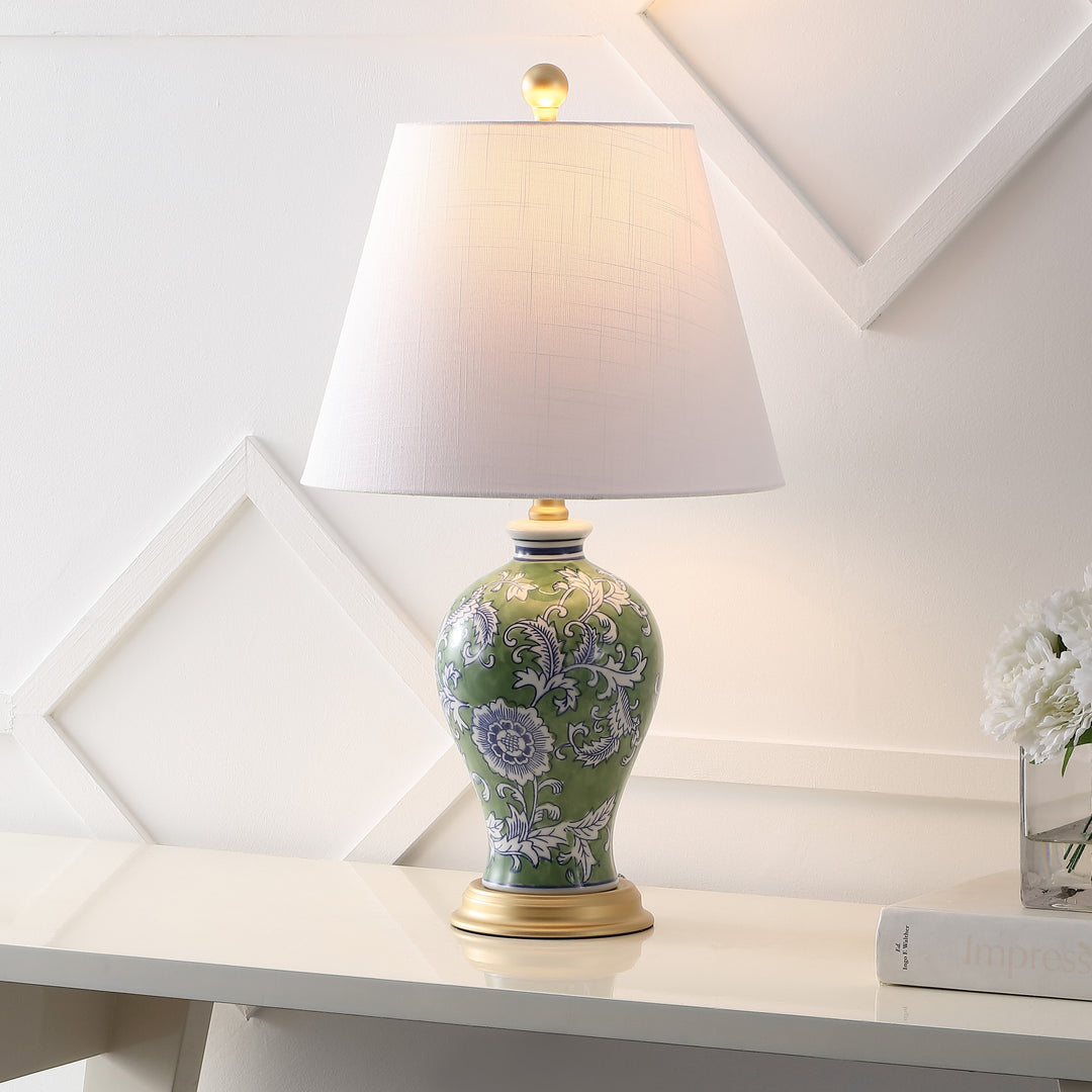 Grace 24" Floral LED Table Lamp, Multi/Brass