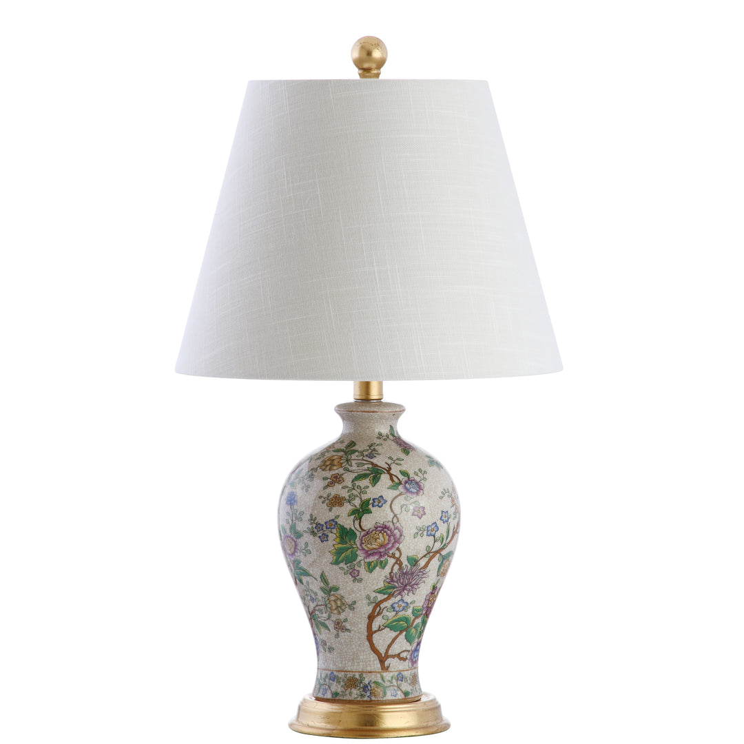 Grace 24" Floral LED Table Lamp, Multi/Brass