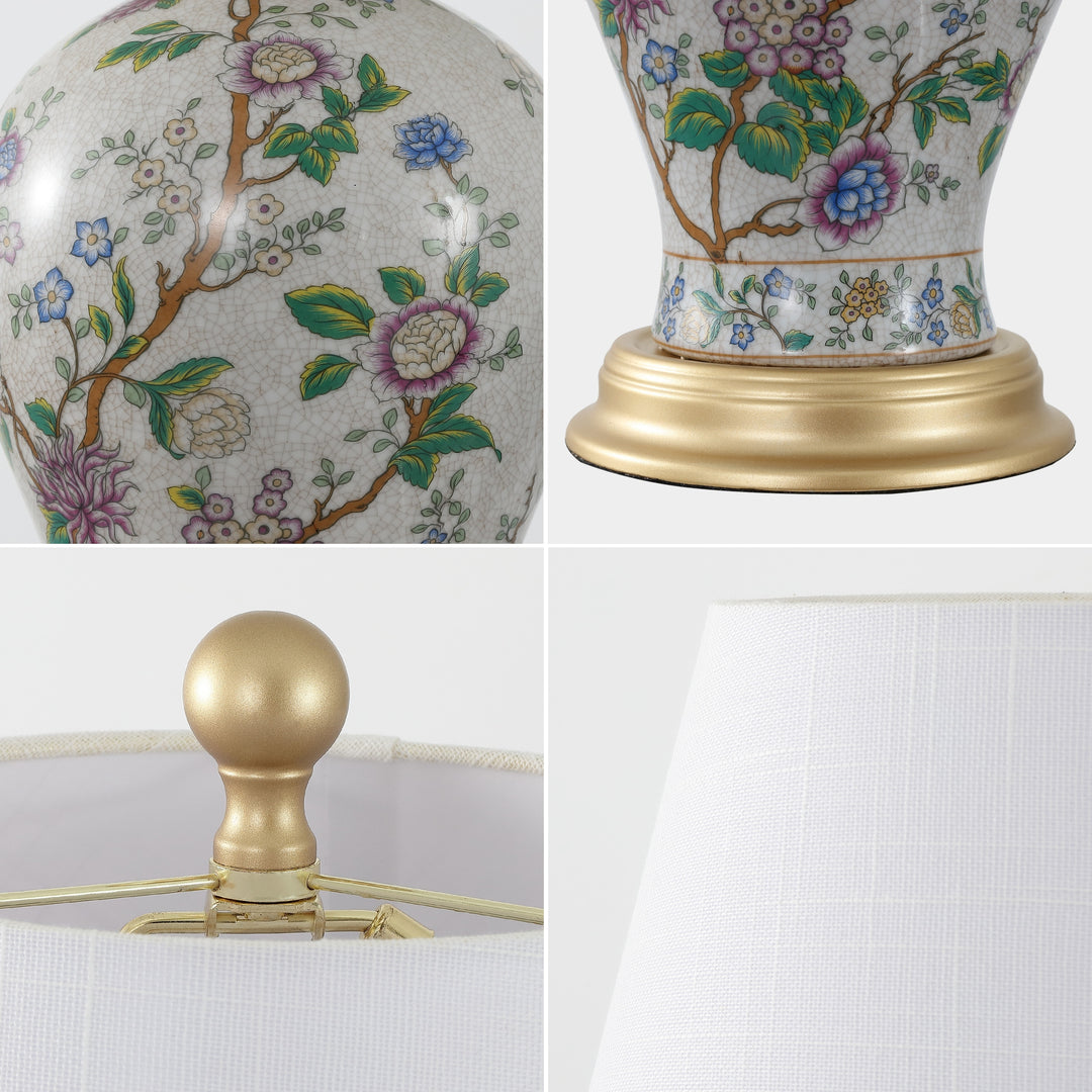 Grace 24" Floral LED Table Lamp, Multi/Brass