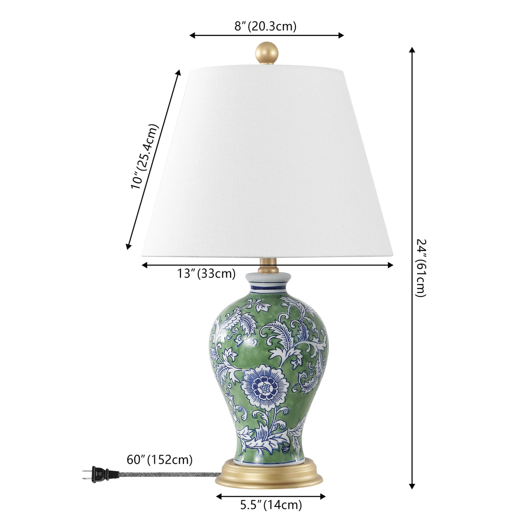 Grace 24" Floral LED Table Lamp, Multi/Brass