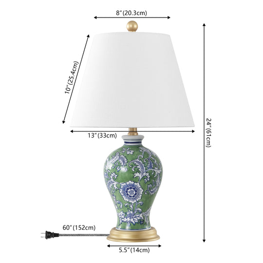 Grace 24" Floral LED Table Lamp, Multi/Brass
