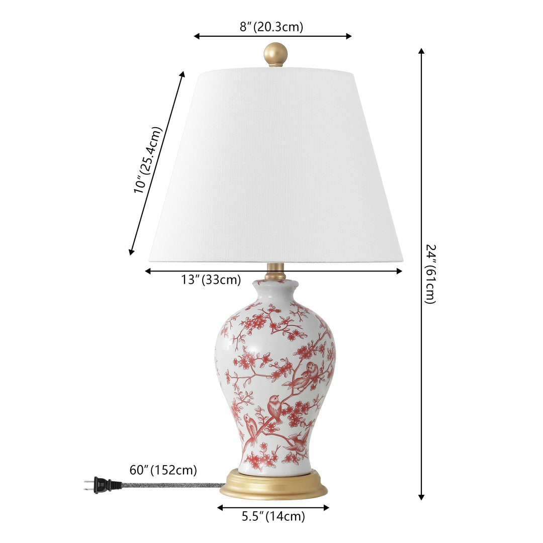 Grace 24" Floral LED Table Lamp, Multi/Brass