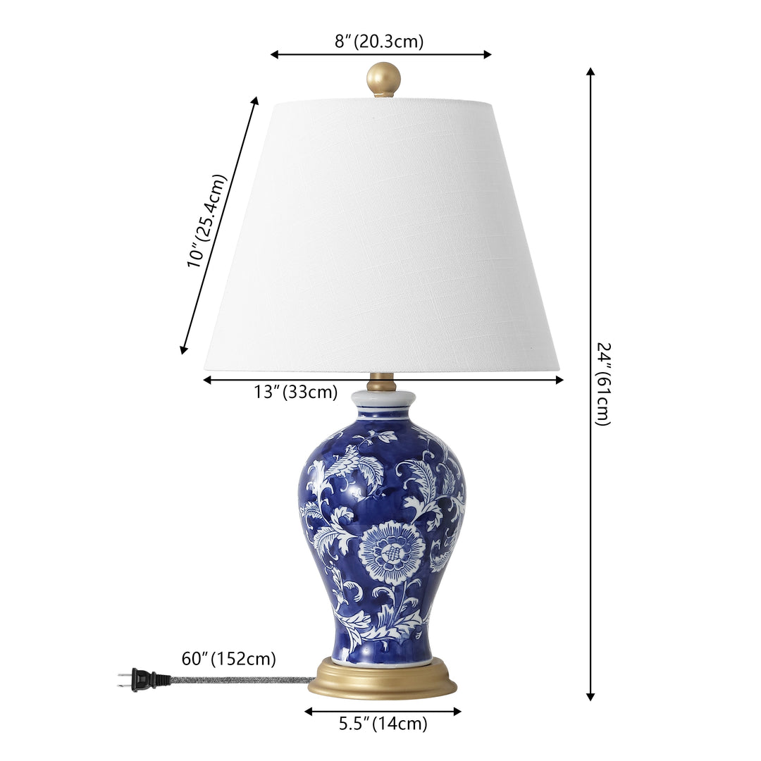 Grace 24" Floral LED Table Lamp, Multi/Brass