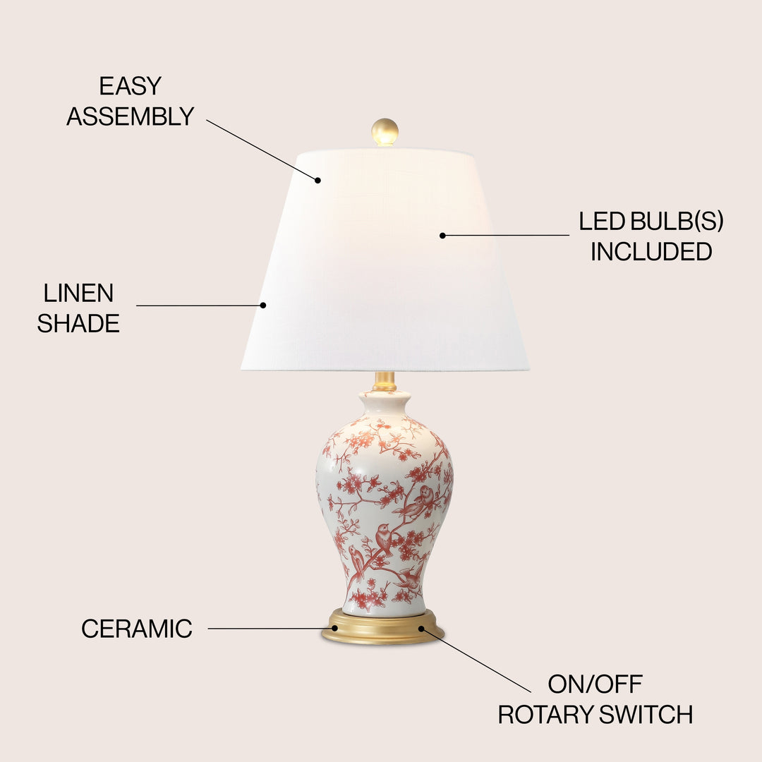 Grace 24" Floral LED Table Lamp, Multi/Brass