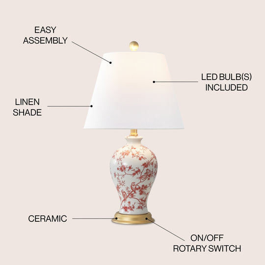 Grace 24" Floral LED Table Lamp, Multi/Brass