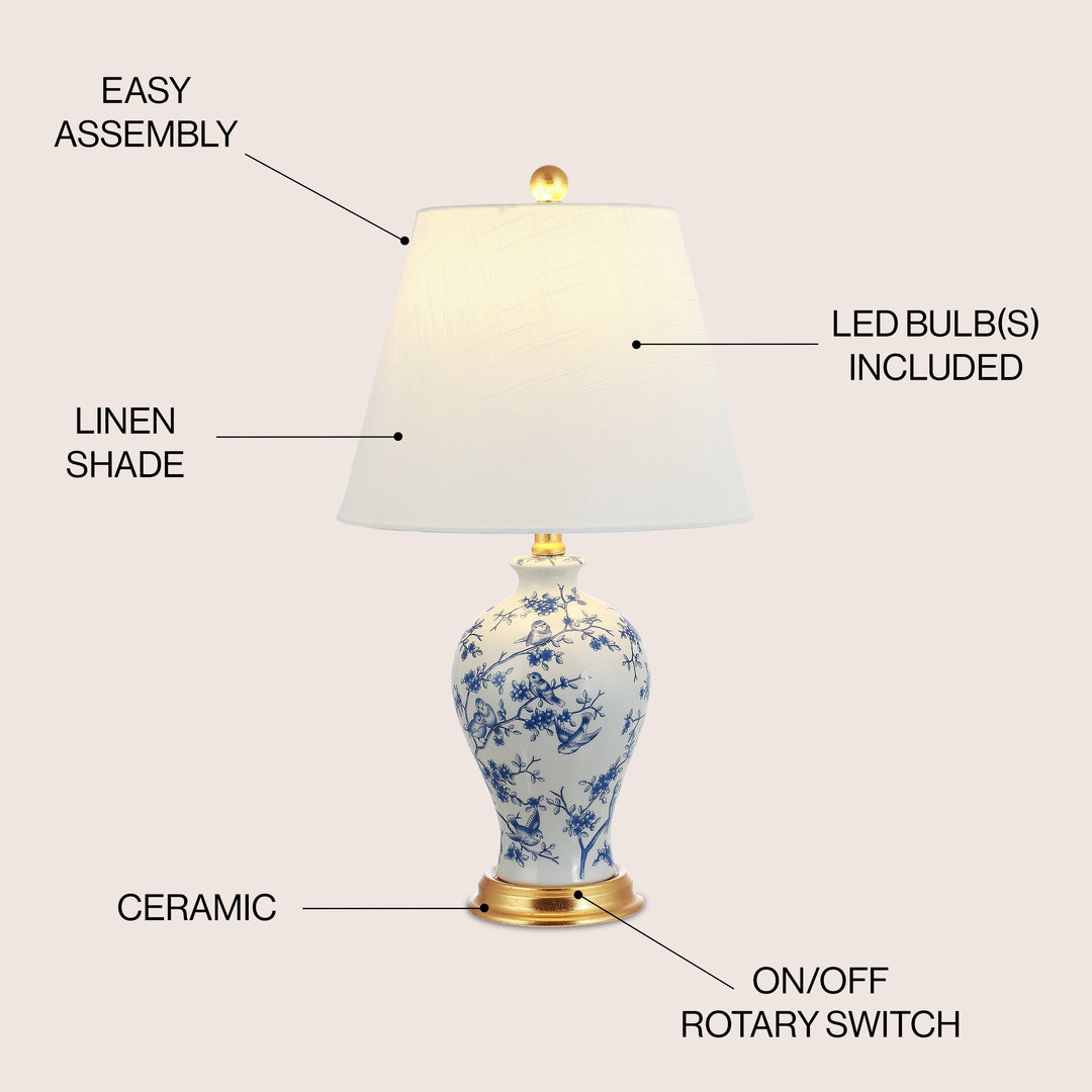 Grace 24" Floral LED Table Lamp, Multi/Brass