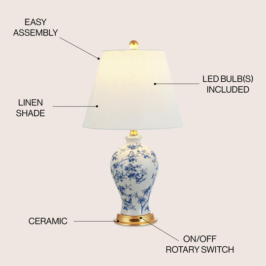 Grace 24" Floral LED Table Lamp, Multi/Brass